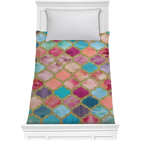 Glitter Moroccan Watercolor Comforter (Twin)