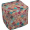 Glitter Moroccan Watercolor Cube Pouf Ottoman (Top)
