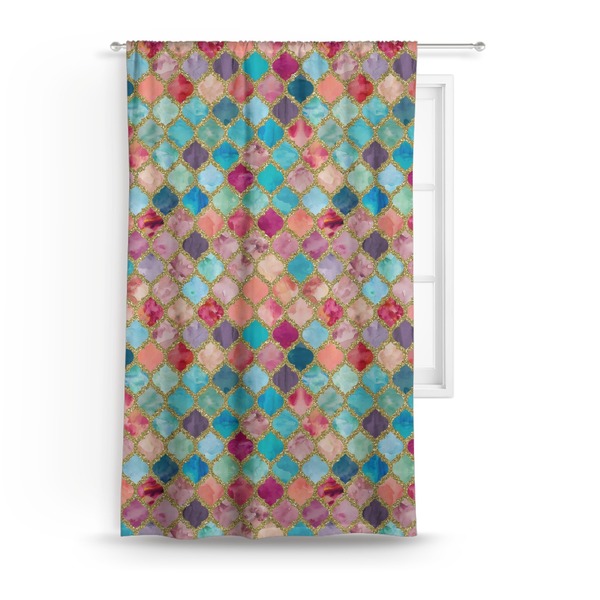 Custom Glitter Moroccan Watercolor Curtain - 50"x84" Panel