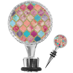 Glitter Moroccan Watercolor Wine Bottle Stopper