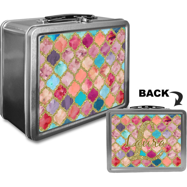Glitter Moroccan Watercolor Custom Lunch Box / Tin Approval