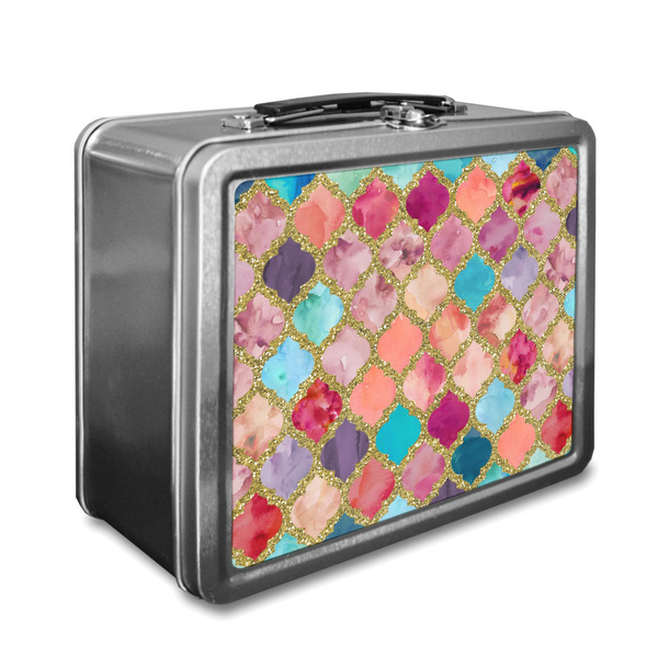 Custom Glitter Moroccan Watercolor Lunch Box