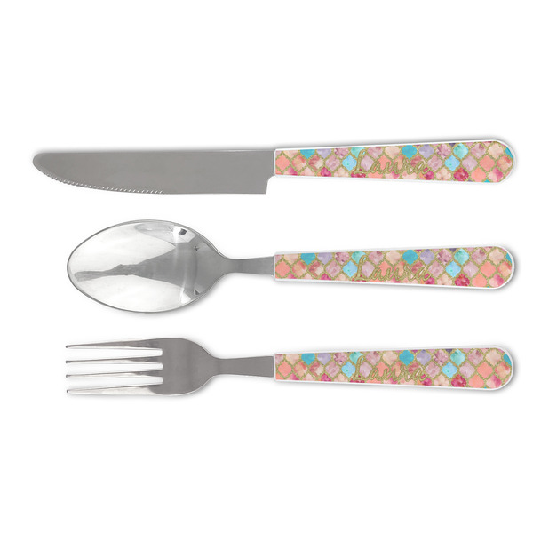 Custom Glitter Moroccan Watercolor Cutlery Set