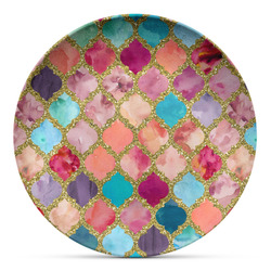 Glitter Moroccan Watercolor Microwave Safe Plastic Plate - Composite Polymer