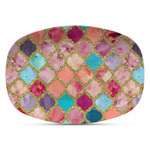 Glitter Moroccan Watercolor Plastic Platter - Microwave & Oven Safe Composite Polymer