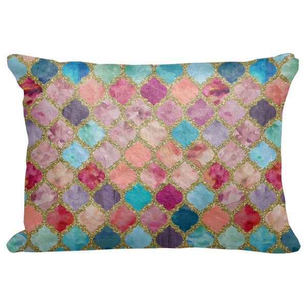 Custom Glitter Moroccan Watercolor Decorative Baby Pillowcase - 16"x12"