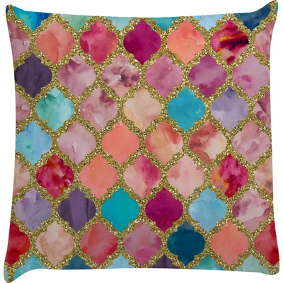 Glitter Moroccan Watercolor Decorative Pillow Case