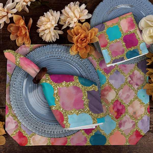 Glitter Moroccan Watercolor Dining Set