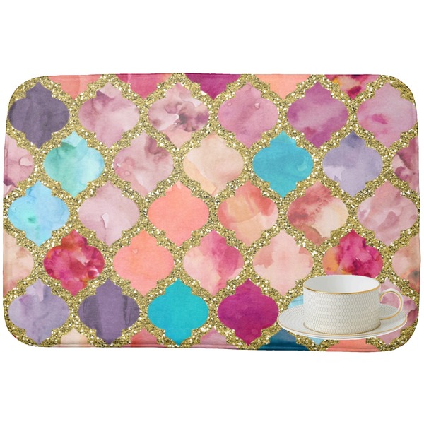 Glitter Moroccan Watercolor Dish Drying Mat
