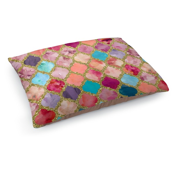 Custom Glitter Moroccan Watercolor Dog Bed - Medium