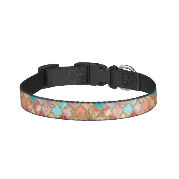 Custom Glitter Moroccan Watercolor Dog Collar - Small