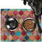 Glitter Moroccan Watercolor Dog Food Mat - Large LIFESTYLE