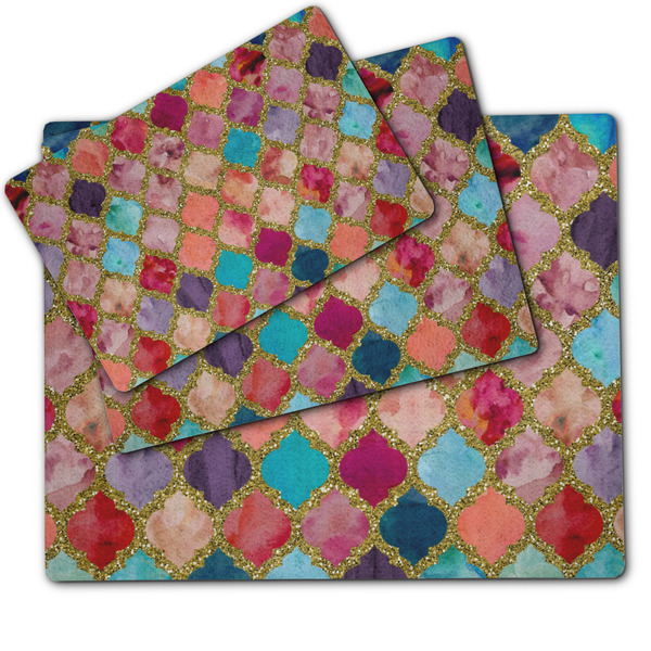 Glitter Moroccan Watercolor Dog Food Mat - MAIN (sm, med, lrg)