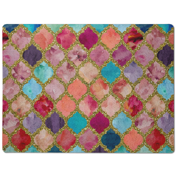 Glitter Moroccan Watercolor Dog Food Mat - Medium without bowls