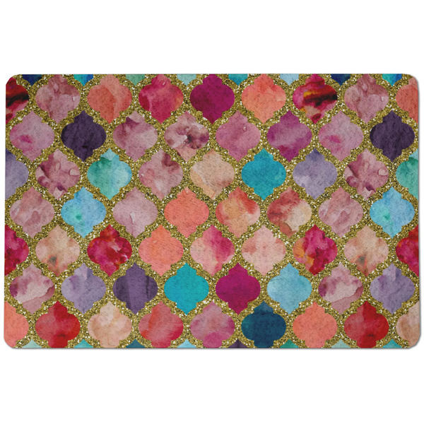 Glitter Moroccan Watercolor Dog Food Mat - Small without bowls