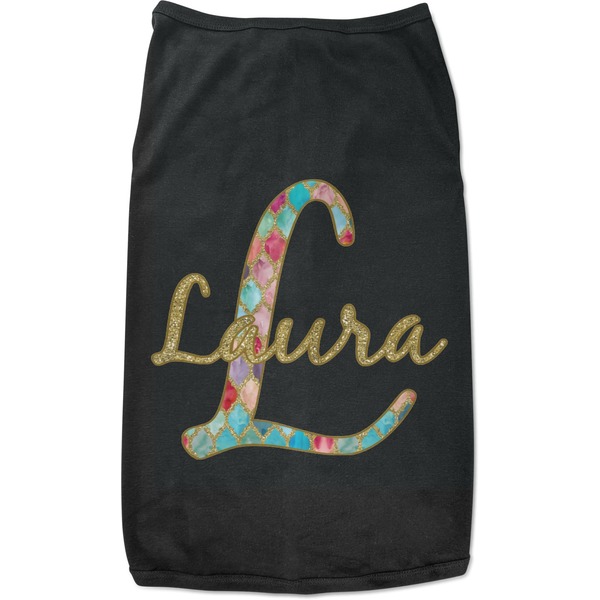 Custom Glitter Moroccan Watercolor Black Pet Shirt - S