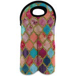 Glitter Moroccan Watercolor Wine Tote Bag (2 Bottles)