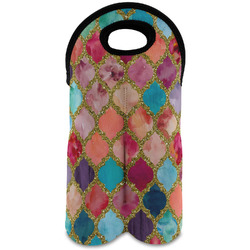 Glitter Moroccan Watercolor Wine Tote Bag (2 Bottles)
