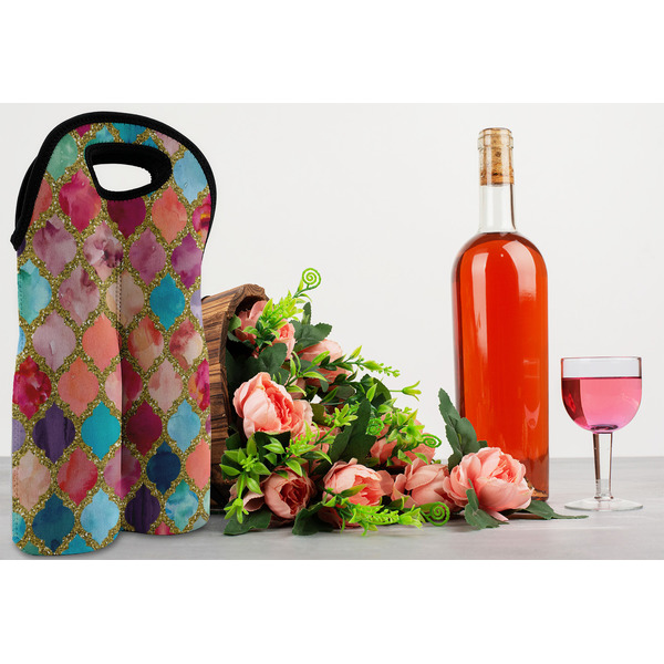 Glitter Moroccan Watercolor Double Wine Tote - LIFESTYLE (new)