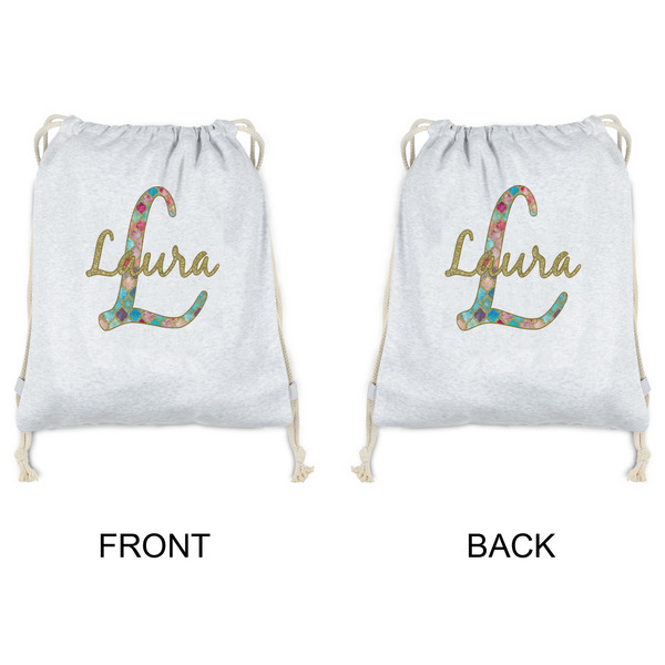 Glitter Moroccan Watercolor Drawstring Backpacks - Sweatshirt Fleece - Double Sided - APPROVAL