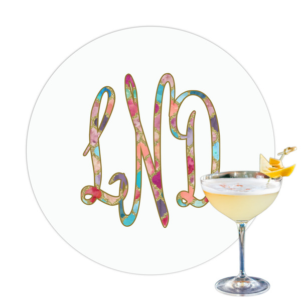 Custom Glitter Moroccan Watercolor Printed Drink Topper - 3.25"