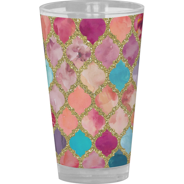 Custom Glitter Moroccan Watercolor Pint Glass - Full Color