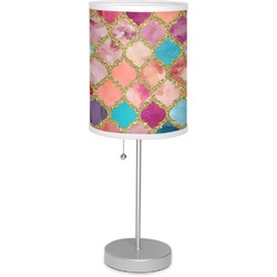Glitter Moroccan Watercolor 7" Drum Lamp with Shade Polyester