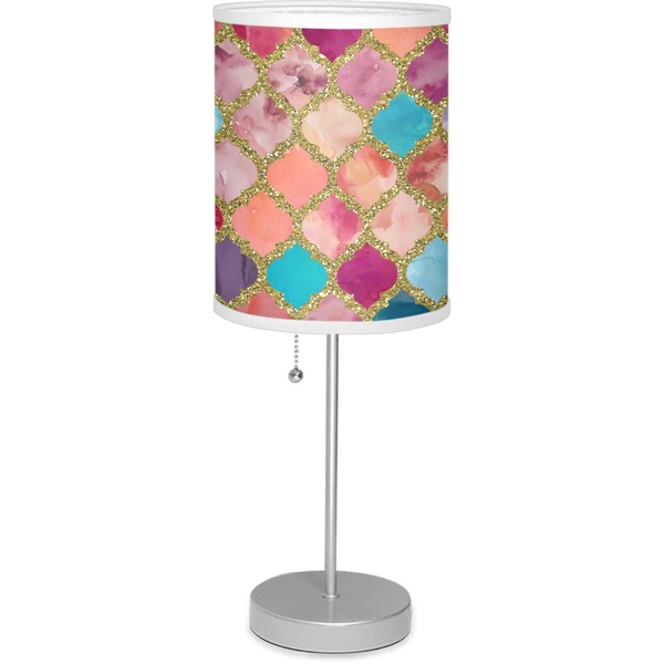Custom Glitter Moroccan Watercolor Lamp with Drum Shade