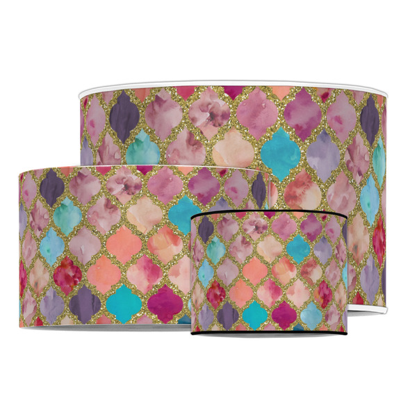 Glitter Moroccan Watercolor Drum Lampshades - MAIN