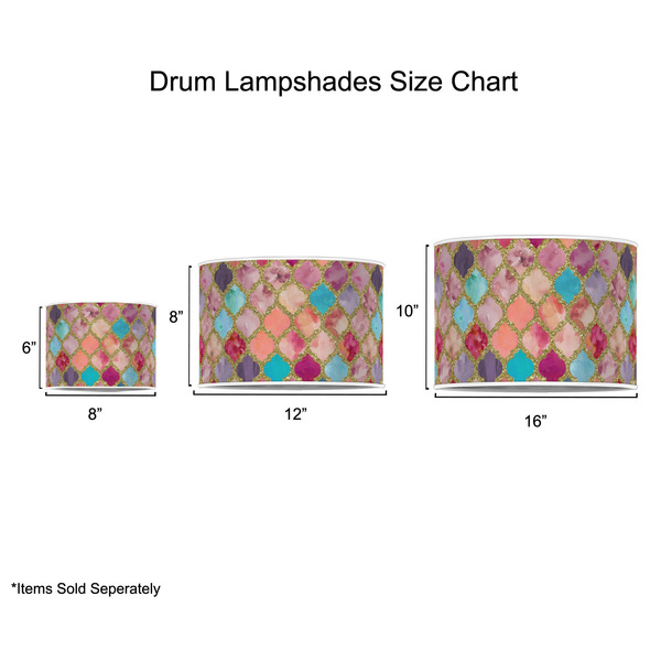 Glitter Moroccan Watercolor Drum Lampshades - Sizing Chart