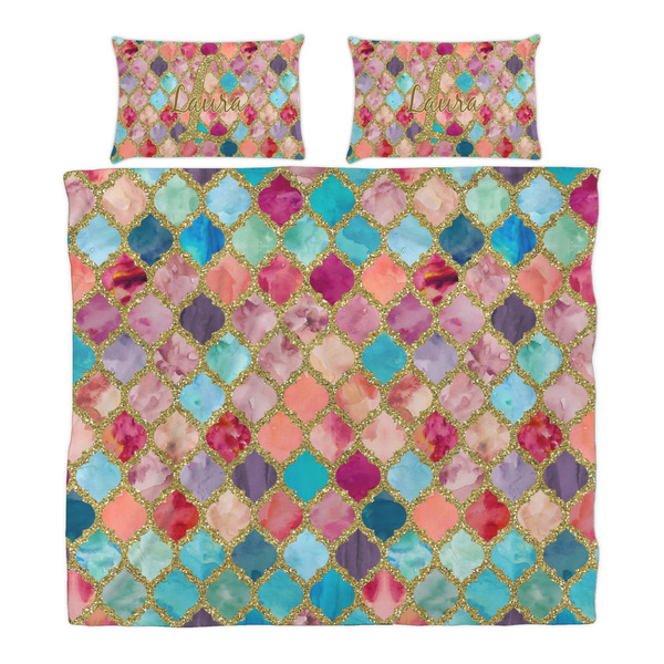 Glitter Moroccan Watercolor Duvet Cover Set - King - Alt Approval