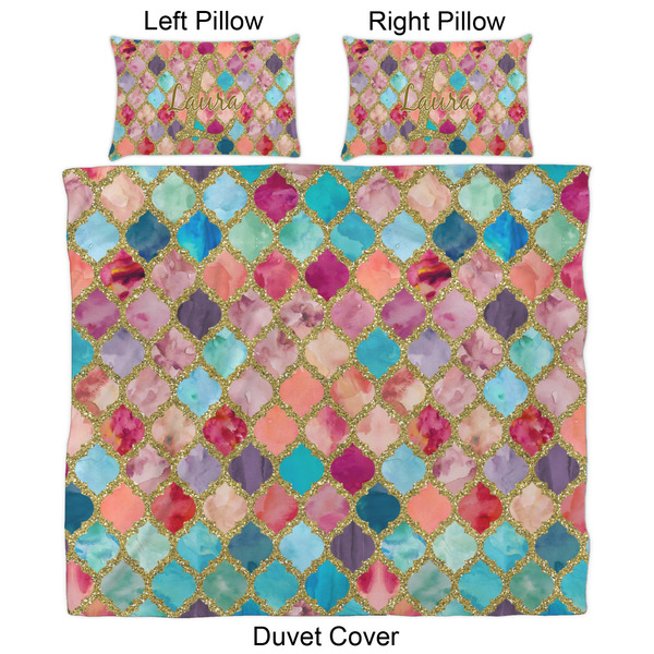 Glitter Moroccan Watercolor Duvet Cover Set - King - Approval