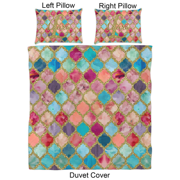 Glitter Moroccan Watercolor Duvet Cover Set - Queen - Approval