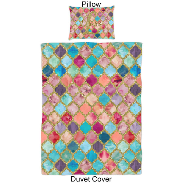 Glitter Moroccan Watercolor Duvet Cover Set - Twin - Approval