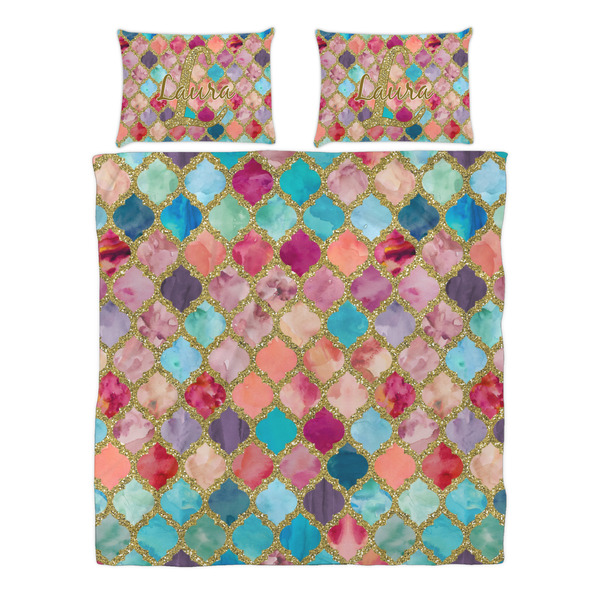 Glitter Moroccan Watercolor Duvet cover Set - Queen - Alt Approval