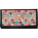 Glitter Moroccan Watercolor Canvas Checkbook Cover