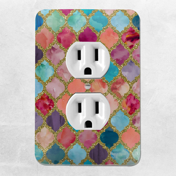 Glitter Moroccan Watercolor Electric Outlet Plate - LIFESTYLE
