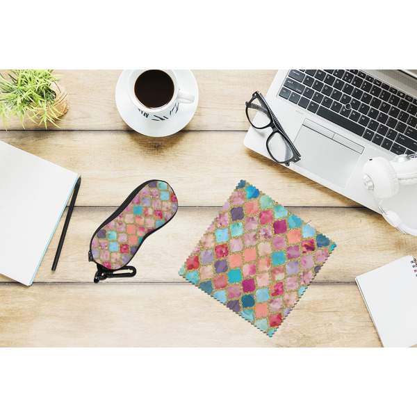 Glitter Moroccan Watercolor Eyeglass Case and Cloth Set - LIFESTYLE