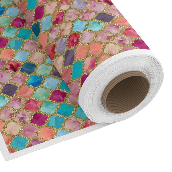 Custom Glitter Moroccan Watercolor Fabric by the Yard - Cotton Twill