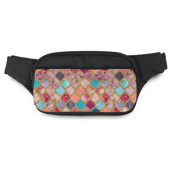 Custom Glitter Moroccan Watercolor Fanny Pack - Modern Style
