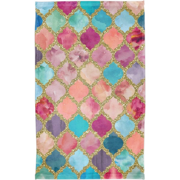 Glitter Moroccan Watercolor Finger Tip Towel - Full View