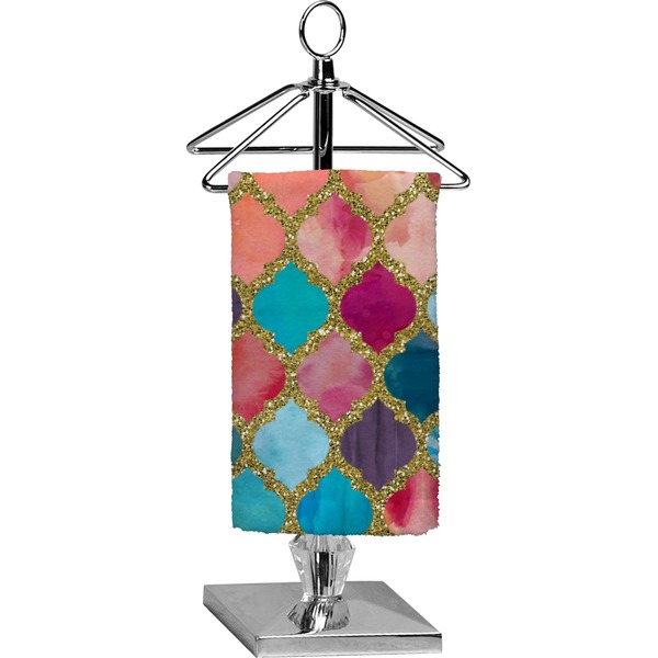 Custom Glitter Moroccan Watercolor Finger Tip Towel - Full Print