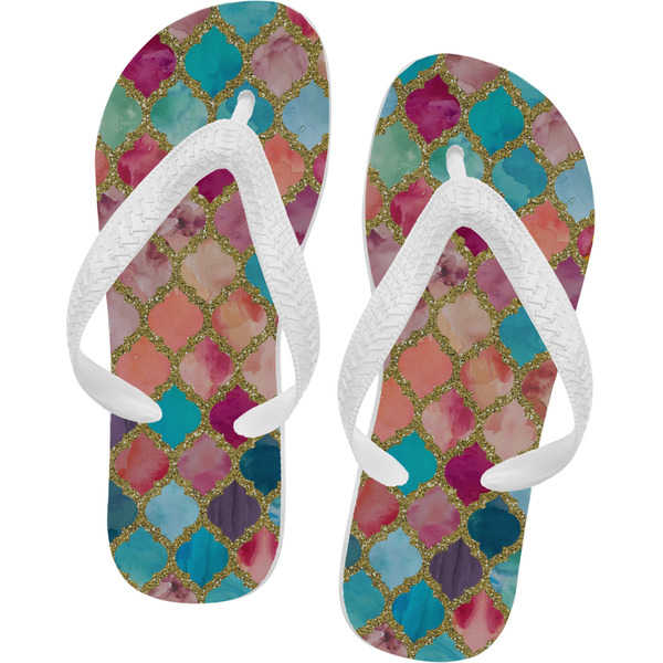Custom Glitter Moroccan Watercolor Flip Flops