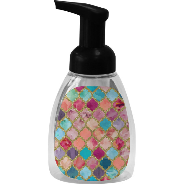 Custom Glitter Moroccan Watercolor Foam Soap Bottle - Black