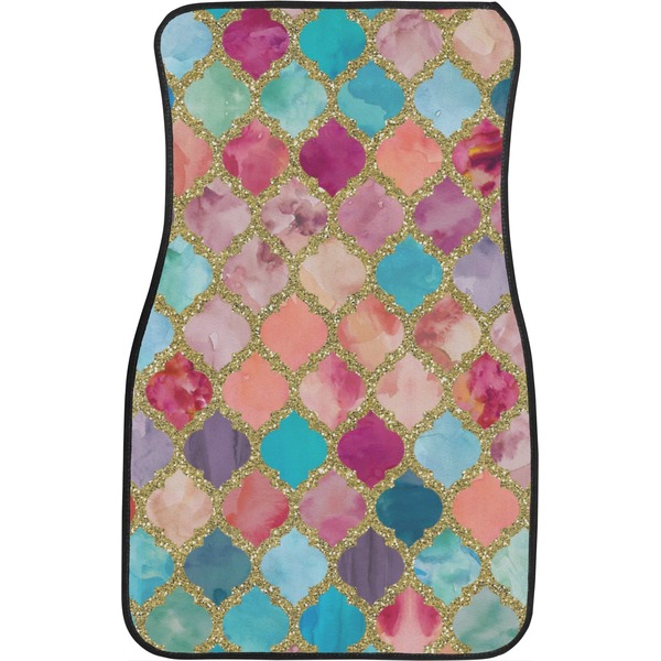 Glitter Moroccan Watercolor Front Seat Car Mat