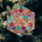 Glitter Moroccan Watercolor Frosted Glass Ornament - Hexagon (Lifestyle)