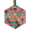 Glitter Moroccan Watercolor Frosted Glass Ornament - Hexagon
