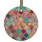 Glitter Moroccan Watercolor Frosted Glass Ornament - Round