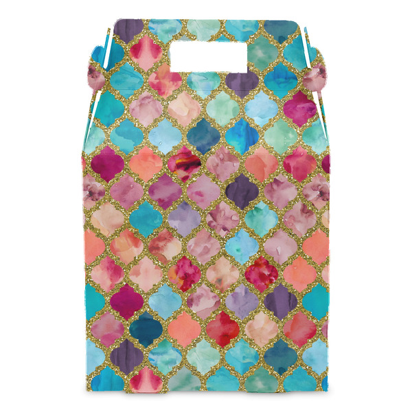 Glitter Moroccan Watercolor Gable Favor Box - Front
