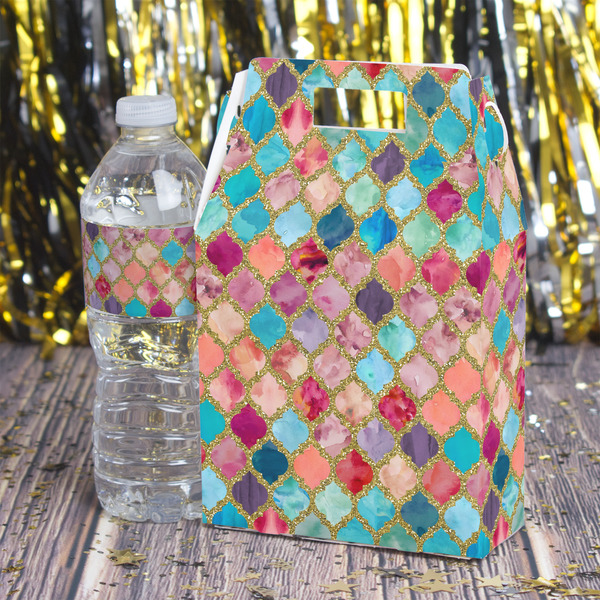 Glitter Moroccan Watercolor Gable Favor Box - In Context